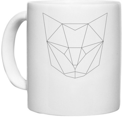UDNAG White Ceramic Coffee / Tea 'Geometry | Cat Head Geometry' Perfect for Gifting [330ml] Ceramic Coffee Mug(330 ml)