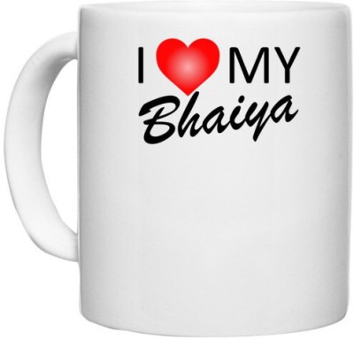 UDNAG White Ceramic Coffee / Tea 'Brother Sister | I love my Bhaiya' Perfect for Gifting [330ml] Ceramic Coffee Mug(330 ml)