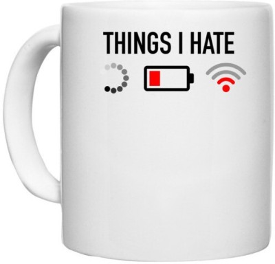 UDNAG White Ceramic Coffee / Tea 'Coder | Things i hate' Perfect for Gifting [330ml] Ceramic Coffee Mug(330 ml)