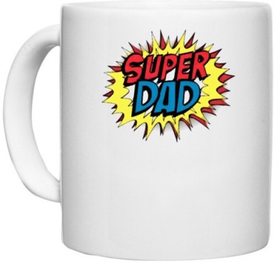 UDNAG White Ceramic Coffee / Tea 'Pappa | Super Dad' Perfect for Gifting [330ml] Ceramic Coffee Mug(330 ml)