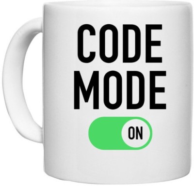 UDNAG White Ceramic Coffee / Tea 'Coder | Code Mode On' Perfect for Gifting [330ml] Ceramic Coffee Mug(330 ml)