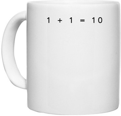 UDNAG White Ceramic Coffee / Tea 'Coder | 1 + 1 = 10' Perfect for Gifting [330ml] Ceramic Coffee Mug(330 ml)