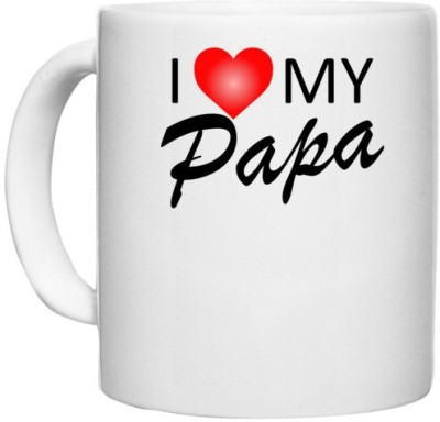 UDNAG White Ceramic Coffee / Tea 'Father Mother | I love my Papa' Perfect for Gifting [330ml] Ceramic Coffee Mug(330 ml)