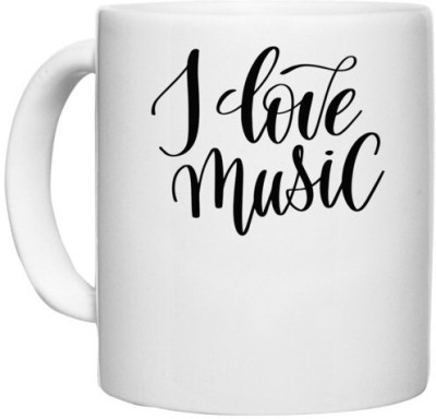 UDNAG White Ceramic Coffee / Tea 'Music Lover | I love Music' Perfect for Gifting [330ml] Ceramic Coffee Mug(330 ml)