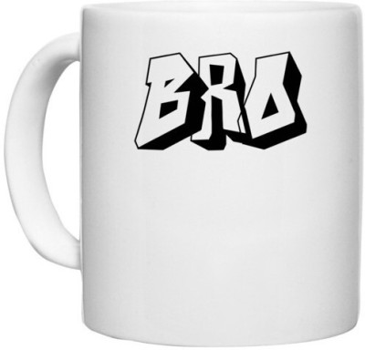 UDNAG White Ceramic Coffee / Tea 'Bhai | Bro' Perfect for Gifting [330ml] Ceramic Coffee Mug(330 ml)