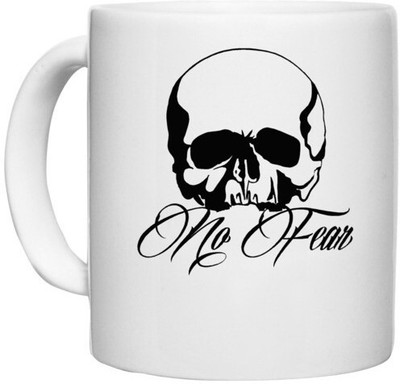 UDNAG White Ceramic Coffee / Tea 'Death | Skull no fear' Perfect for Gifting [330ml] Ceramic Coffee Mug(330 ml)