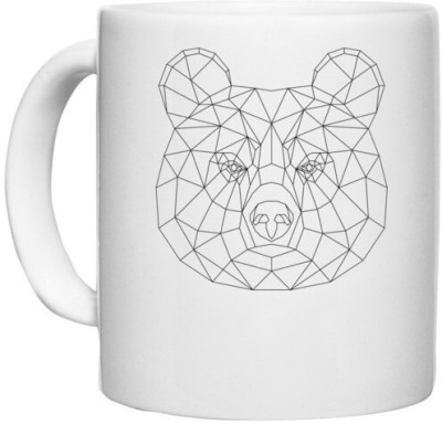 UDNAG White Ceramic Coffee / Tea 'Geometry | Brown Bear Geometry' Perfect for Gifting [330ml] Ceramic Coffee Mug(330 ml)