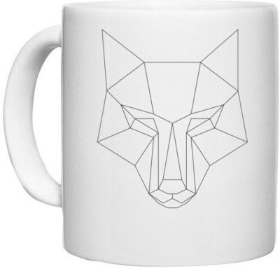 UDNAG White Ceramic Coffee / Tea 'Geometry | Wolf Head Geometry' Perfect for Gifting [330ml] Ceramic Coffee Mug(330 ml)