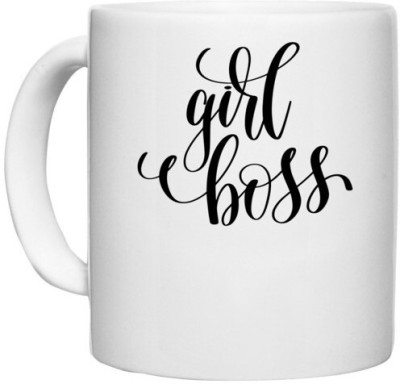 UDNAG White Ceramic Coffee / Tea 'Girl u boss' Perfect for Gifting [330ml] Ceramic Coffee Mug(330 ml)