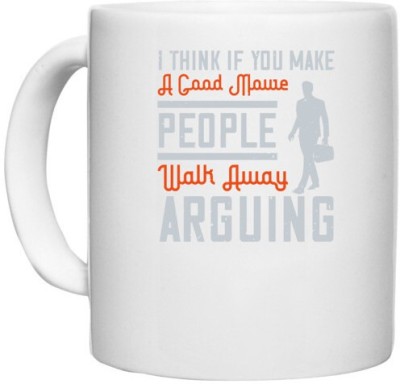 UDNAG White Ceramic Coffee / Tea 'Walking | I thing if you make a good meme people walk away' Perfect for Gifting [330ml] Ceramic Coffee Mug(330 ml)