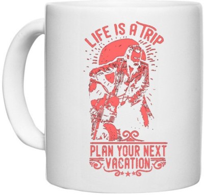 UDNAG White Ceramic Coffee / Tea 'Life | Life Is A Trip Plan Your Next Vacation' Perfect for Gifting [330ml] Ceramic Coffee Mug(330 ml)