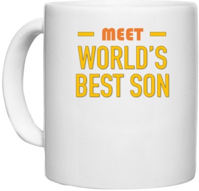 UDNAG White Ceramic Coffee / Tea 'Dad Son | Meet worlds best Son' Perfect for Gifting [330ml] Ceramic Coffee Mug(330 ml)