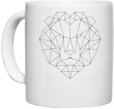 UDNAG White Ceramic Coffee / Tea 'Geometry | Lion Head Geometry' Perfect for Gifting [330ml] Ceramic Coffee Mug(330 ml)