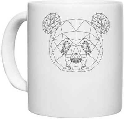 UDNAG White Ceramic Coffee / Tea 'Geometry | Panda Head Geometry' Perfect for Gifting [330ml] Ceramic Coffee Mug(330 ml)