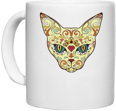 UDNAG White Ceramic Coffee / Tea 'Illustration | Wolf Head illustration' Perfect for Gifting [330ml] Ceramic Coffee Mug(330 ml)