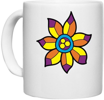 UDNAG White Ceramic Coffee / Tea 'Flower | Flower' Perfect for Gifting [330ml] Ceramic Coffee Mug(330 ml)