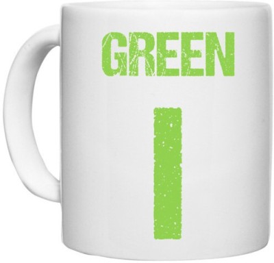 UDNAG White Ceramic Coffee / Tea 'Navratri | Green' Perfect for Gifting [330ml] Ceramic Coffee Mug(330 ml)