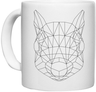 UDNAG White Ceramic Coffee / Tea 'Geometry | Squirrel Head geometry' Perfect for Gifting [330ml] Ceramic Coffee Mug(330 ml)