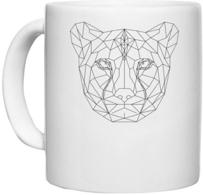 UDNAG White Ceramic Coffee / Tea 'Geometry | Cheetah Head Geometry' Perfect for Gifting [330ml] Ceramic Coffee Mug(330 ml)