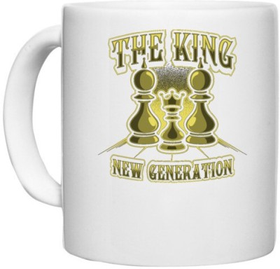 UDNAG White Ceramic Coffee / Tea 'Chess | The king' Perfect for Gifting [330ml] Ceramic Coffee Mug(330 ml)