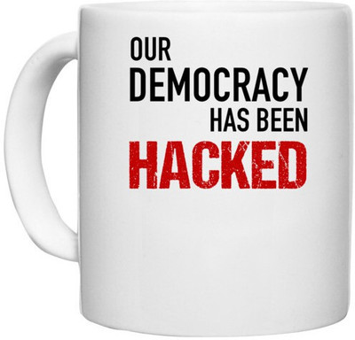 UDNAG White Ceramic Coffee / Tea 'Coder | Our democracy has been hacked' Perfect for Gifting [330ml] Ceramic Coffee Mug(330 ml)