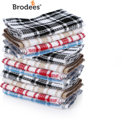 BRODEES Dish Cloth 30 x 30 Cm Pack of 12 Pcs Multicolor Cloth Napkins(12 Sheets)