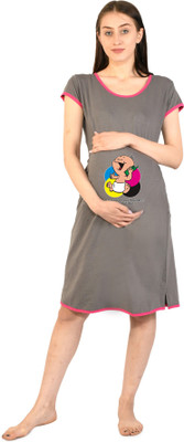 Sillyboom Women Maternity/Nursing Nighty(Grey)