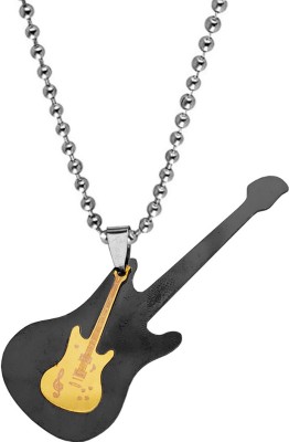 Shiv Jagdamba Rock Star Jewelry Music Note Electric Guitar Locket Pendant Necklace Chain Lover Gift for Men & Women Titanium Stainless Steel Pendant Titanium Stainless Steel Pendant