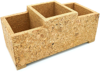 Naayaab Craft Cork Eco-Friendly Natural Rectangular 3 in 1 Indoor Flower Pot Plant Container Set(Wood)