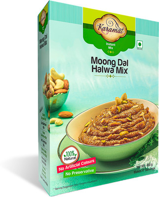 Karamat Moong Dal Halwa Mix (Veg, 400g. Mix, Upto 4* Servings), Ready to Cook in 20 min, No Preservatives and Artificial Colours, Sweets Indian Mithai, Authentic Taste 400 g