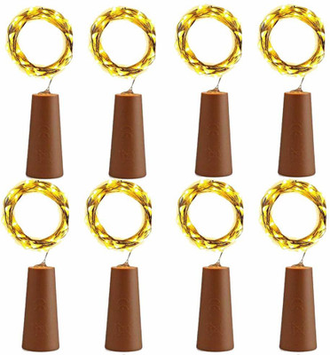 Party Pack 20 LEDs 2.03 m Yellow Steady Bulb Rice Lights(Pack of 8)