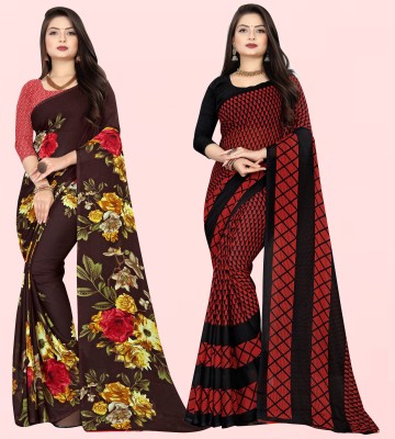 Anand Sarees Floral Print Daily Wear Georgette Saree(Pack of 2, Multicolor)