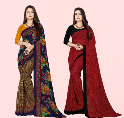 kashvi sarees Printed Daily Wear Georgette Saree(Pack of 2, Multicolor)