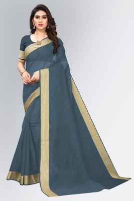 SARETRA MALL Solid/Plain Paithani Art Silk Saree(Grey)