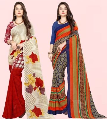 kashvi sarees Printed Daily Wear Georgette Saree(Pack of 2, Multicolor)