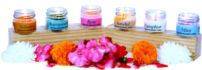 THE MAGICAL KEY Mini Jar Scented Candles Pack Of 6 Mini Jar Sandal Rose Candle(Multicolor, Pack of 1)