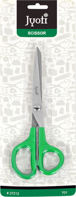 Jyoti Scissor for Multipurpose Use - 701 (7 Inches) - Pack of 10 Cards Scissors(Set of 1, Multicolor)