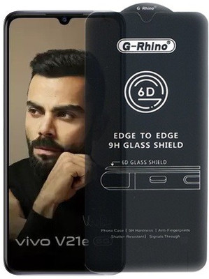 Mersal Edge To Edge Tempered Glass for Vivo V21e(Premium G-Rhino 6D Sensitive Touching Edge to Edge Tempered Glass With Camera Open Cut) Full Glue Branded Glass(Pack of 1)