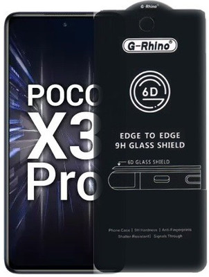Mersal Edge To Edge Tempered Glass for Poco X3 Pro(Premium G-Rhino 6D Sensitive Touching Edge to Edge Tempered Glass With Camera Open Cut) Full Glue Branded Glass(Pack of 1)
