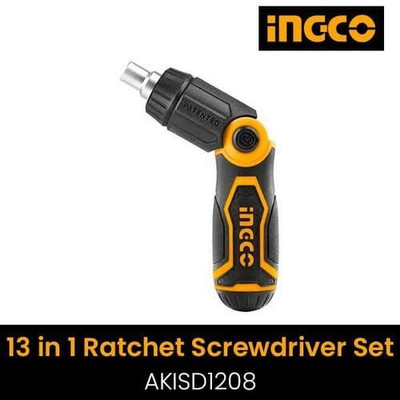 INGCO 13 IN 1 RATCHET TYPE SCREWDRIVER SET (AKISD1208) Ingco Screwdriver Bit Set(Pack of 1)