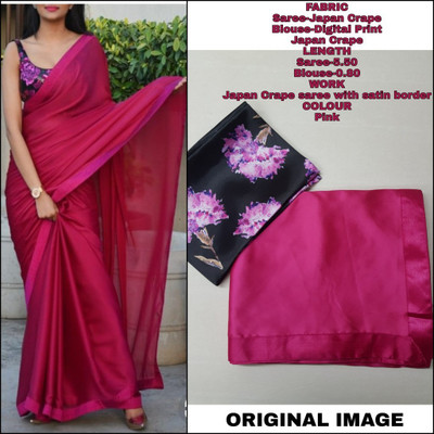 Arpita Fashion Solid/Plain Bollywood Crepe Saree(Pink)