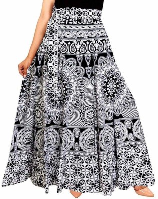 EIRSON Animal Print Women A-line Black Skirt