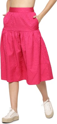 ONLY Solid Women Pleated Pink Skirt