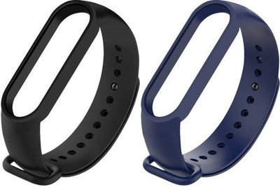 Asotai Compatible for MI 5,6 Soft Silicone Fitness Sports Activity Bracelet Smart Band Strap(Blue, Black)