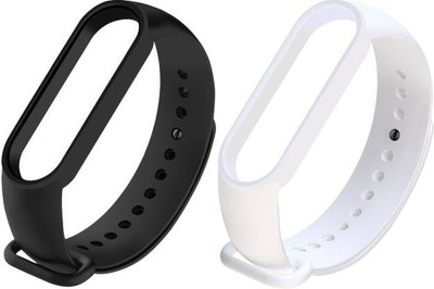 Asotai Band Strap Compatible for MI Band 5, MI Band 6 Soft Silicone Fitness Sports Activity Bracelet Strap Watch Band 5, 6 Wrist Strap Wearable Smart Band Accessorie Smart Band Strap(White, Black)