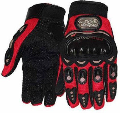 supertive Pro biker wear Full Finger Anti-Slip Safe Bike Racing Riding Gloves Riding Gloves(Red)