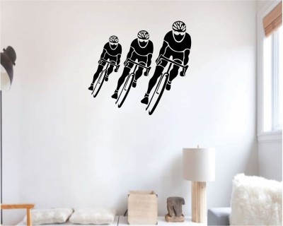 Jump up 45 cm Cycling black wall sticker Self Adhesive Sticker(Pack of 1)