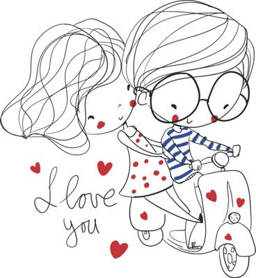 Jagvii 30 cm Lovers Self Adhesive Sticker(Pack of 1)