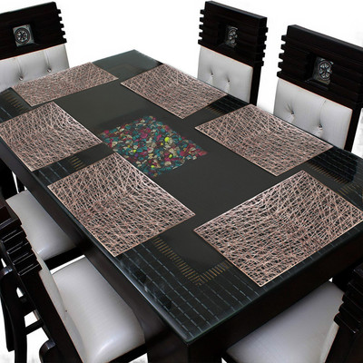 Castle Decor Rectangular Pack of 6 Table Placemat(Maroon, PVC)