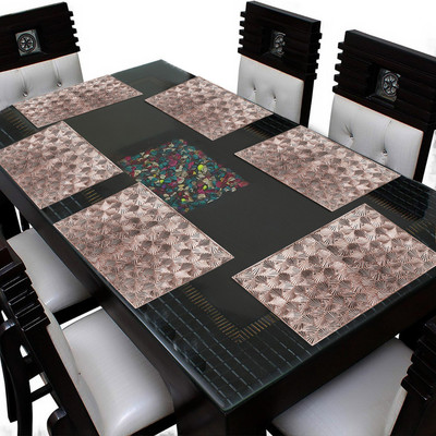 DPA Collection Rectangular Pack of 6 Table Placemat(Brown, PVC)